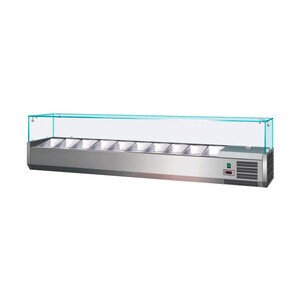 Kühl- Aufsatzvitrine GN 1/3 Maße:140x38x40cm  230V / 0,340 kW Cookmax orange