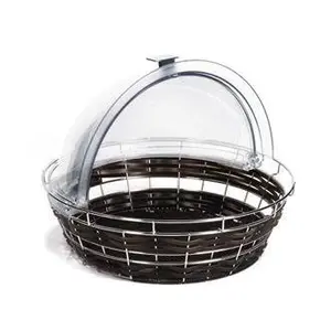 40cm Korb rund dunkelbraun 10cm hoch / Polyrattan Assheuer & Pott