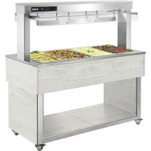 Büfett-Insel Bain-Marie Wanne 1494 mm GN 4/1 Vollverkleidung Hemlock Cookmax silver