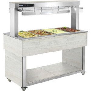 Büfett-Insel Bain-Marie Wanne 1494 mm GN 4/1 Vollverkleidung Hemlock Cookmax silver