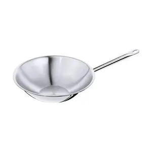 Wok Ø 36cm mit flachem Boden Edelstahl mehrschichtig Contacto