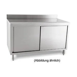 Arbeitsschrank 1600 x 600 x 850 mm 5cm Aufkantung m. Türen Cookmax black