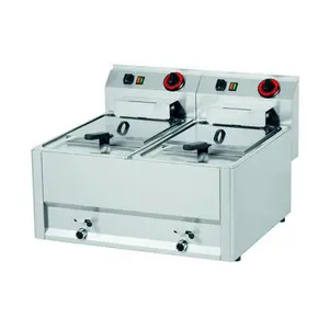 Elektro-Fritteuse 2 Becken à 8l   400V / 2x6kW Cookmax black