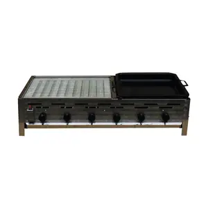 Profi-Gasgrill 6 flammig 3/5 Rost und 2/5 Pfanne Cookmax black