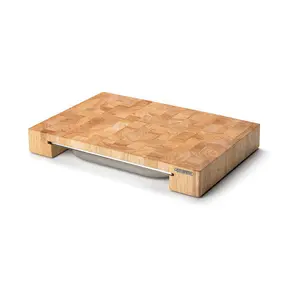 Schneidebrett Stirnholz m. Edelstahl Schublade 48x32,5x6,5cm Continenta