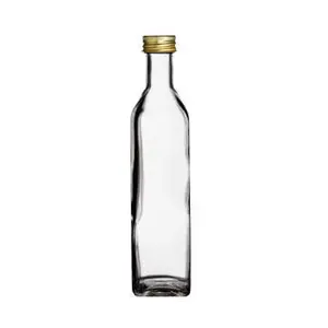 Glasflasche eckig  500ml mit Schraubverschluss 