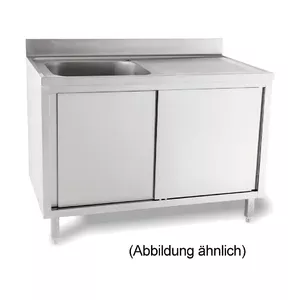 Spülschrank 1 Becken li. 1200 x 600 x 85 5cm Aufkantung m. Türen Cookmax black