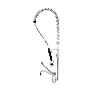 Geschirrwaschbrause Einlochm. m.Schwenkhahn u. Ellbogen-Bedienhebel Cookmax silver