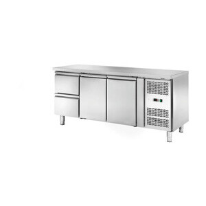 Kühltisch 417 l, ohne Aufkantung 2 Türen  1795 x 700 x 860 230 V / 0,30 kW Cookmax orange
