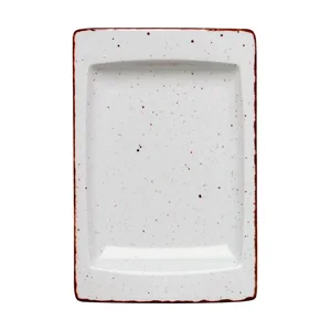 Platte flach eckig 18x12cm Granja weiß-braun 