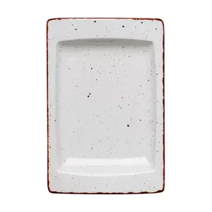 Platte flach eckig 18x12cm Granja weiß-braun 