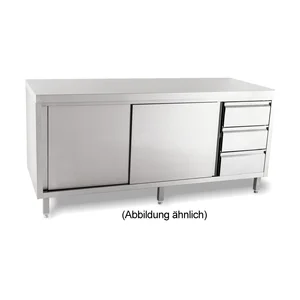 Arbeitsschrank Schubl. Re. 1800 x 600 x ohne Aufkantung m. Türen Cookmax black