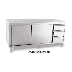 Arbeitsschrank Schubl. Re. 1800 x 600 x ohne Aufkantung m. Türen Cookmax black