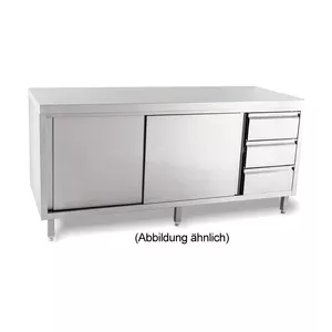 Arbeitsschrank Schubl. Re. 1800 x 600 x ohne Aufkantung m. Türen Cookmax black
