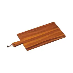 Holzbrett m. Griff Lederband 35x18x1,5 cm Akazie 