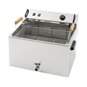 Gebäck-u. Fischfriteuse 16l 
mit Ablasshahn  400V  9kW Cookmax black