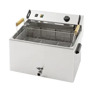 Gebäck-u. Fischfritteuse 16l  mit Ablasshahn  400V  9kW Cookmax black