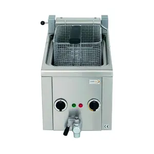 Elektro-Fritteuse 7lt, mit Ablasshahn,  4 400V / 6,0kW Cookmax black