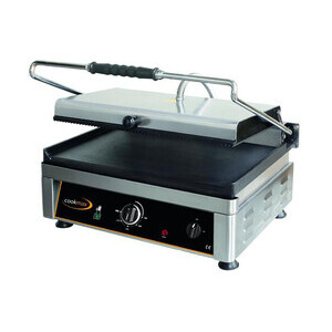 Elektro-Kontaktgrill 1 Heizzone  
Oben gerillt & unten glatt Cookmax black