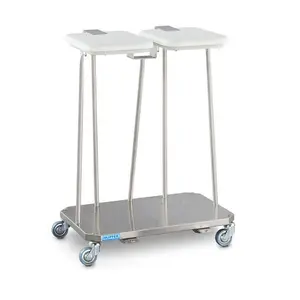 Abfallsammler 2-fach mit Fußhebel Cookmax silver