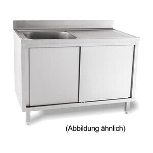 Spülschrank 1 Becken li. 
1400 x 600 x 85 5cm Aufkantung m. Türen Cookmax black