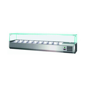 Kühl-Aufsatzvitrine 9 x GN 1/3 
 2000 x 395 x 435 mm Cookmax orange
