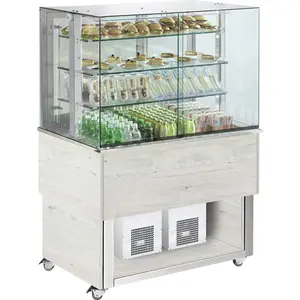 Büfett-Insel Selbstservice-Kühlvitrine 1494 mm GN 4/1 Schiebetüren Hemlock Cookmax silver