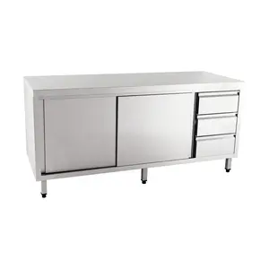 Arbeitsschrank Schubladen li. 1600 x 700 ohne Aufkantung m. Türen Cookmax orange