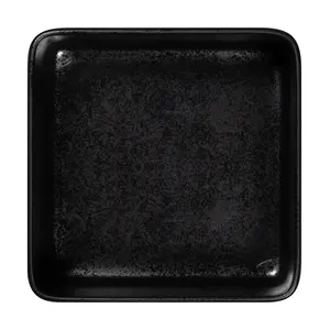Teller tief 16x16cm quadratisch Fusion Fractal schwarz karbon RAK