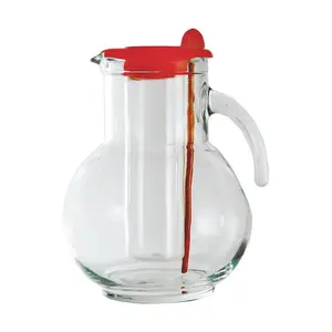 2,15ltr. Krug m. Eisbehälter Deckel u. Rührstab rot  Kufra Bormioli Rocco