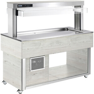 Büfett-Insel gekühlte Platte 2144 mm GN 6/1 Vollverkleidung Hemlock Cookmax silver