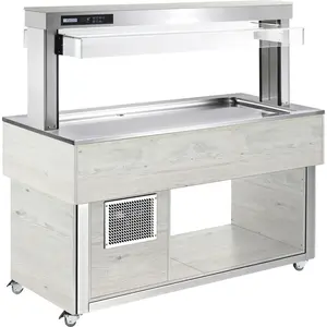 Büfett-Insel gekühlte Platte 2144 mm GN 6/1 Vollverkleidung Hemlock Cookmax silver