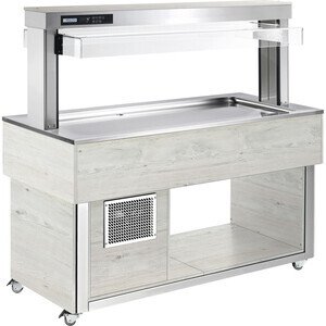 Büfett-Insel gekühlte Platte 2144 mm GN 6/1 Vollverkleidung Hemlock Cookmax silver