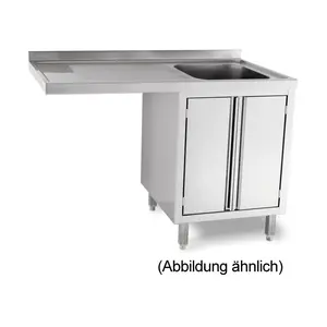 Spülcenterschrank 2 Becken re. 1800 x 60 5cm Aufkantung Cookmax black