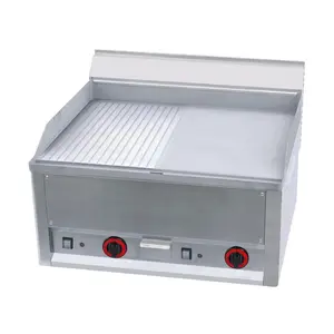 Elektro-Grillplatte 1/2 geriffelt 1/2 glatt    400V / 6,0kW Cookmax black