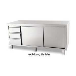 Arbeitsschrank ohne Aufkantung m. Schubladenblock li. Cookmax black