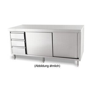 Arbeitsschrank ohne Aufkantung m. Schubladenblock li. Cookmax black