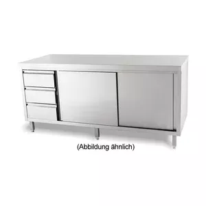 Arbeitsschrank ohne Aufkantung m. Schubladenblock li. Cookmax black