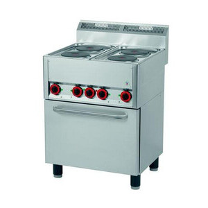 Elektro-Herd 4 Platten mit Heißluftofen 400V / 11,13 kW Cookmax black