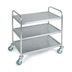 Servier- / Transportwagen Edelstahl matt  91 x 59 cm, H: 93 cm 3 Borde Assheuer & Pott