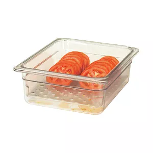 Gastronorm-Abtropfeinsatz GN 1/2 h=76 mm durchsichtig, Polycarbonat Cookmax black