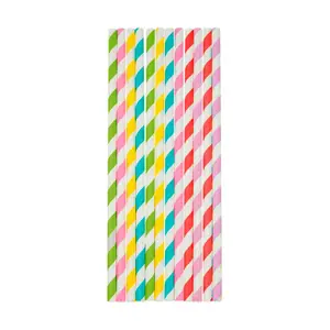 Trinkhalm Streifen L:19,7cm  100er Pack gemischt Papier 