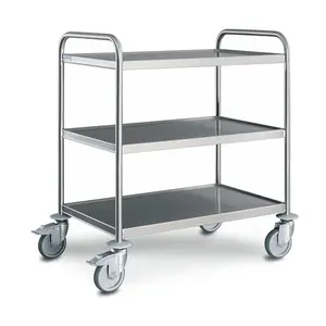 Servierwagen 3 Borde 895x595x950 mm mit luftidentischen Rollen Cookmax silver