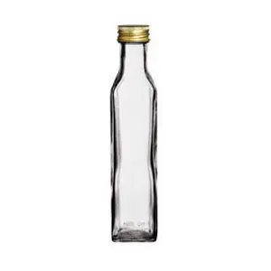 Glasflasche eckig  250ml mit Schraubverschluss 