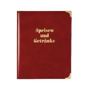 Speisenk. A4 Kunstl. BS, rot, Goldecken, Schrift 1 