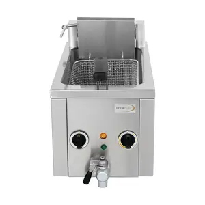 Elektro-Fritteuse 8 l mit Ablasshahn 400V Cookmax black