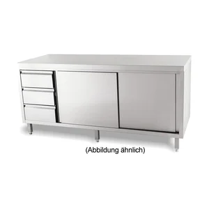 Arbeitsschrank Schubl. Li. 2000 x 700 x ohne Aufkantung m. Türen Cookmax black