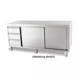 Arbeitsschrank Schubl. Li. 2000 x 700 x ohne Aufkantung m. Türen Cookmax black