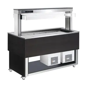 Büfett-Insel Umluft-Kühlwanne 2144 mm GN 6/1 Vollverkleidung Wenge Cookmax silver