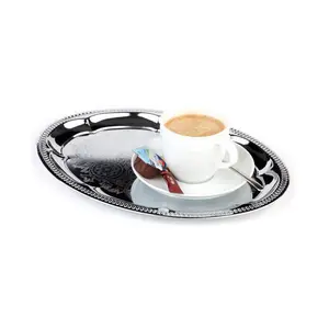 30x22cm Ov.Tablett Kaffeehaus Verchromt Assheuer & Pott